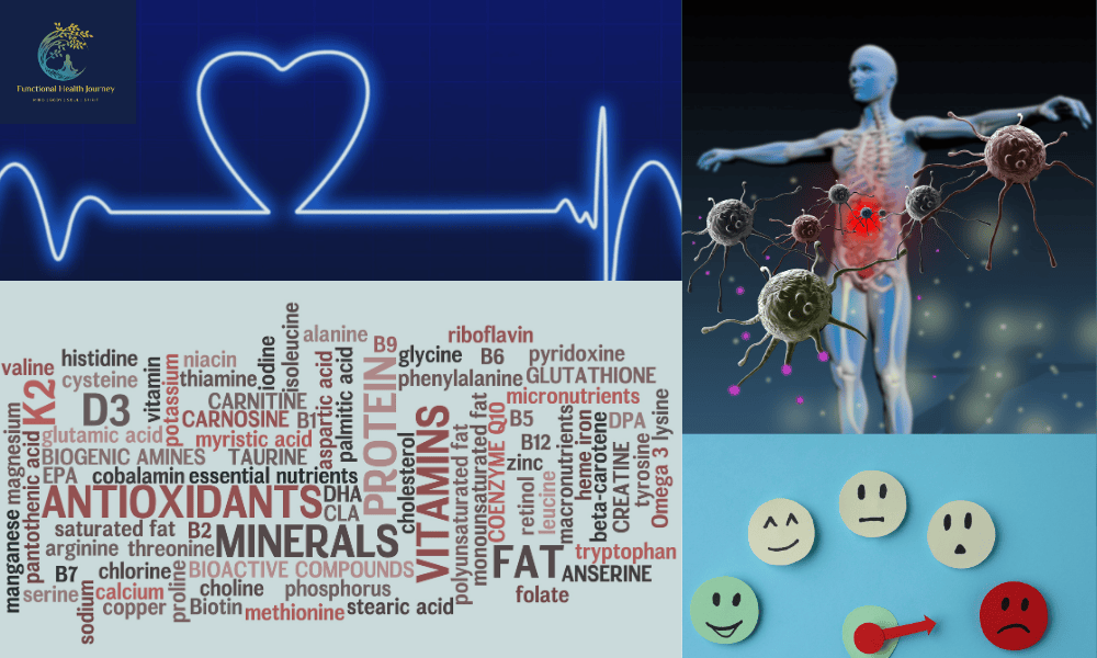 Illustration connecting chronic conditions like diabetes, heart disease and mood to micronutrient deficiencies including magnesium, vitamin D and B vitamins among others